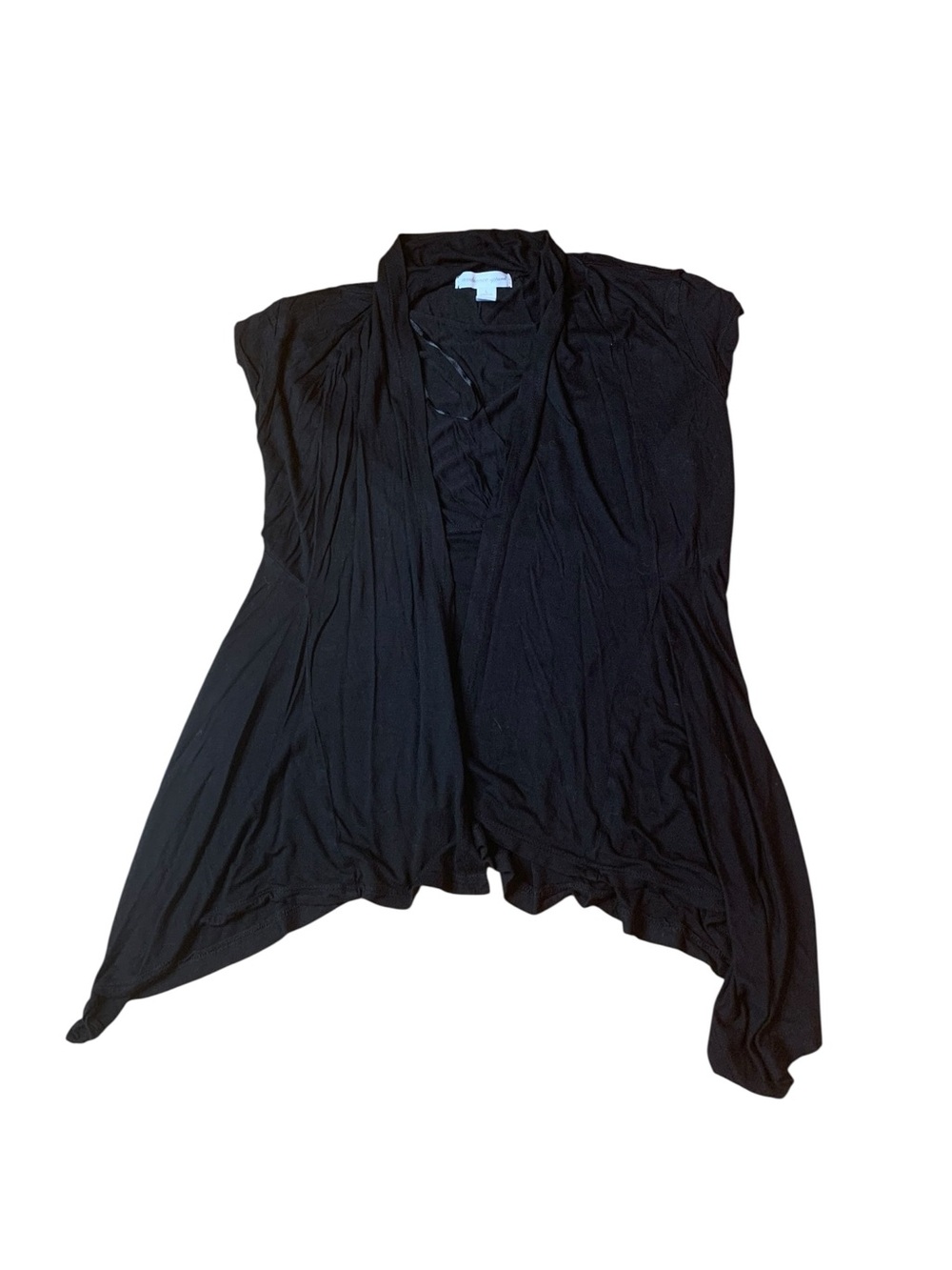 Ambiance Apparel Black Open Front Drape Vest Cardigan Large